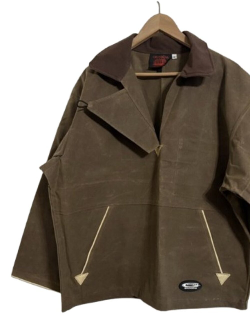 Vintage GRUNDÉNS Wax Cotton Jacket Sandstone Tan Brown Anorak Rare Made in USA
